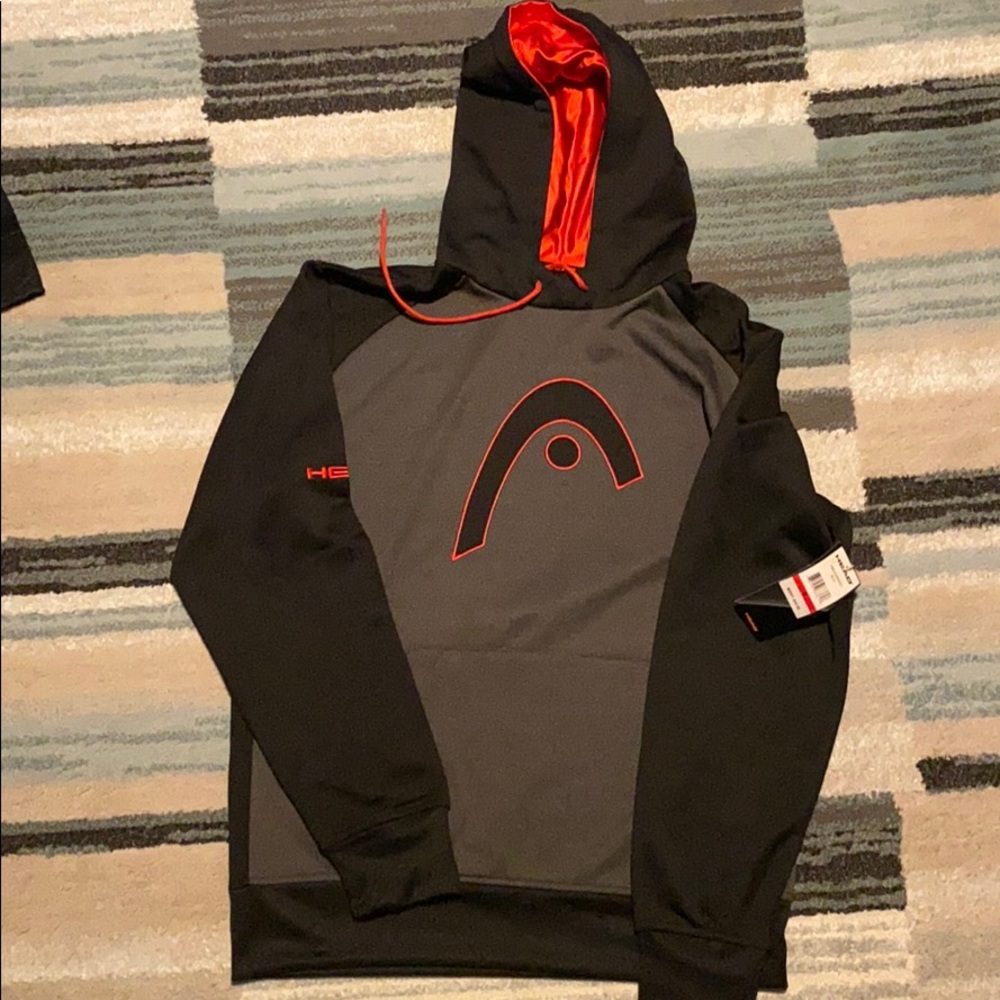 Head black and red hoodie